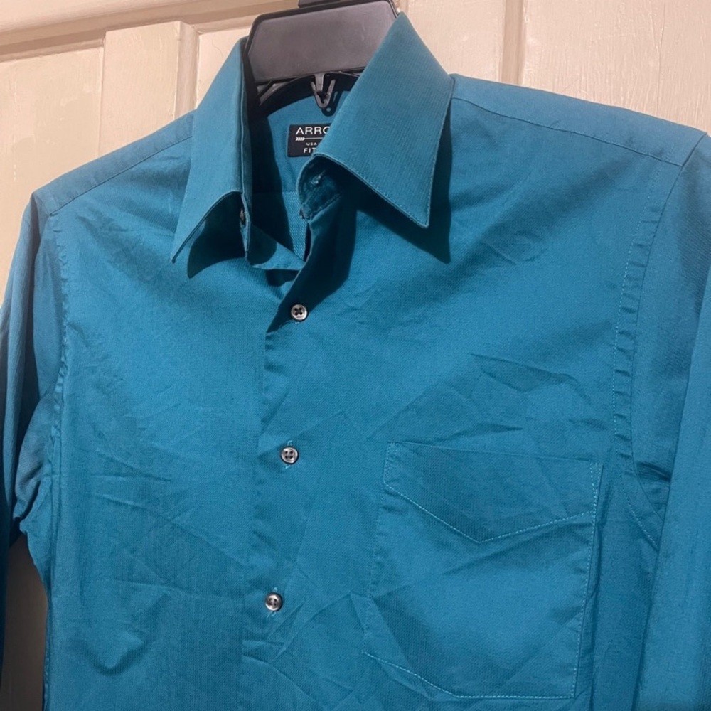 ARROW FITTED STRETCH WRINKLE FREE MEN SHIRT SIZE‎ Small 14.5 (32/33)